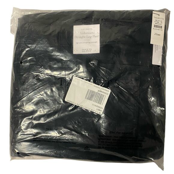 NWT TALBOTS 22WP Black Velveteen Straight Leg Pants Holiday Dressy Slimming - Picture 4 of 14